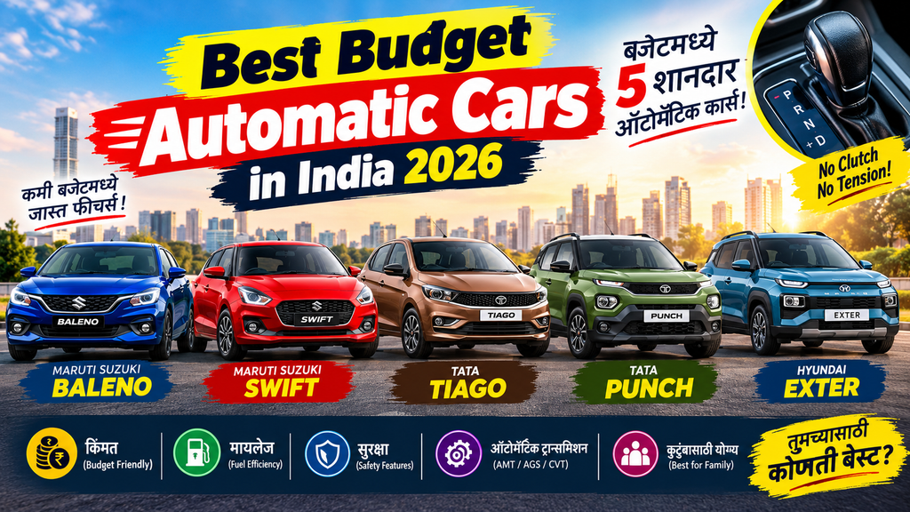 Budget car : बजेटमध्ये 5 शानदार ऑटोमॅटिक कार्स! Maruti Baleno ते Hyundai Exter – फीचर्स, फायदे आणि योग्य कार कशी निवडाल? 3 Budget car : बजेटमध्ये 5 शानदार ऑटोमॅटिक कार्स! Maruti Baleno ते Hyundai Exter – फीचर्स, फायदे आणि योग्य कार कशी निवडाल?
